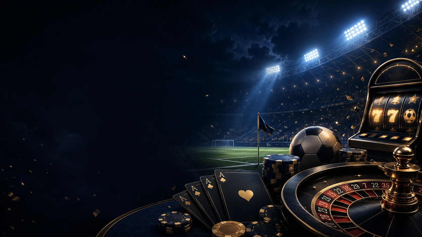 Golazzo Casino Spielhalle mit Stadionatmosphäre bei Nacht